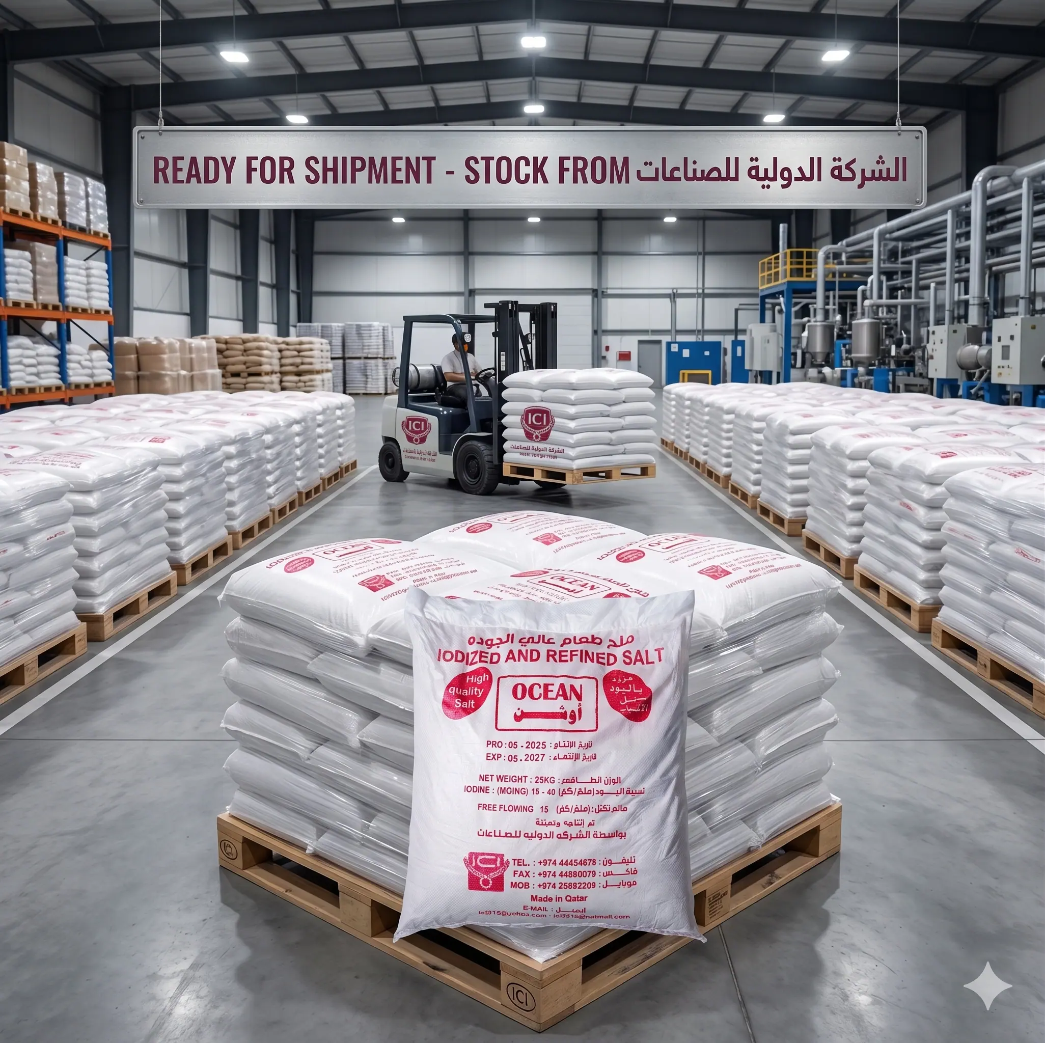 OCEAN 25kg salt bags ready for shipment